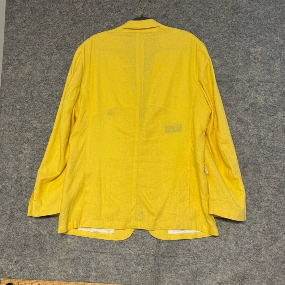 Alan Flusser Yellow Linen Blend Blazer Lightweight Tailored Jacket Large - Picture 9 of 12